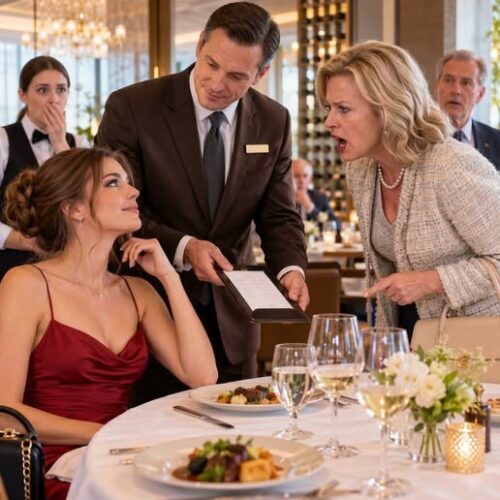 My mom told the waiter I couldn’t afford the bill, but I stayed silent until the manager handed me the receipt and announced, “no charge tonight—the new ceo comped it”…